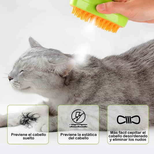 Cepillo Quitapelos con Vapor y Masaje para Perros y Gatos