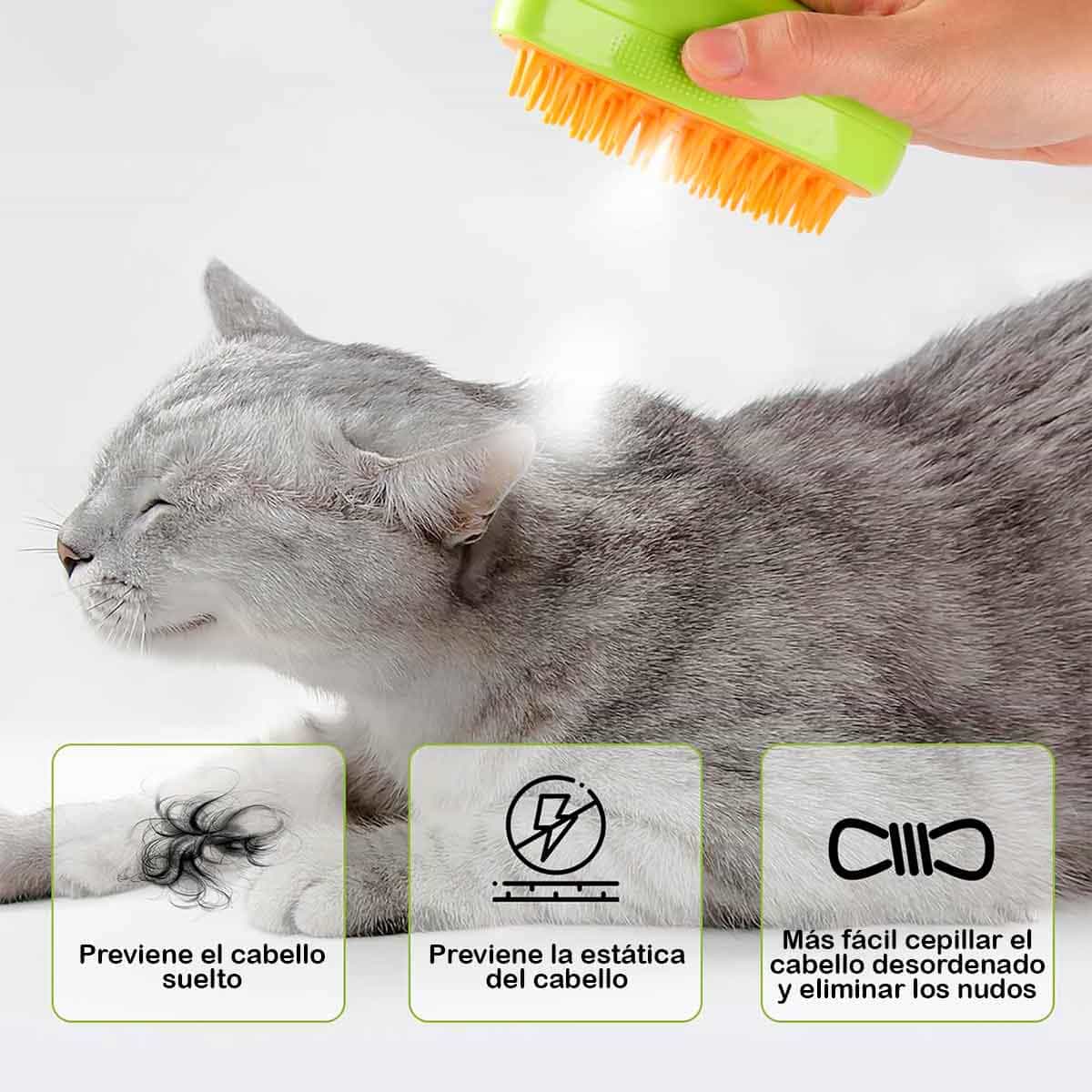 Cepillo Quitapelos con Vapor y Masaje para Perros y Gatos.